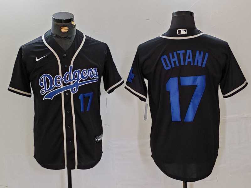 Men%27s Los Angeles Dodgers #17 Shohei Ohtani Number Black Cool Base With Patch Stitched Baseball Jerseys->los angeles dodgers->MLB Jersey